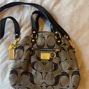 Coach Black and Brown Signature Handbag
